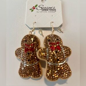 Juliet By Crystal Avenue Gingerbread man,puff felt.rhinestone fish hook,drop